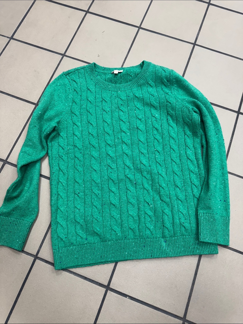 Talbots Emerald Green Cable Crewneck Sweater